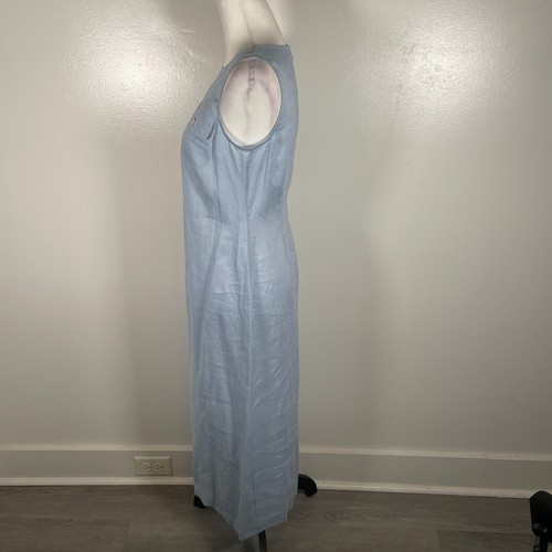 Petite Sophisticate Sheath Dress Womens Size 4 Blue Linen Sleeveless Back Zip - Picture 7 of 17