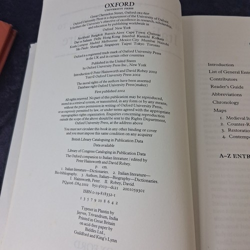 2 Books On Italian Literature: The Oxford Companion To & A History Of (Harvard) - Picture 10 of 24