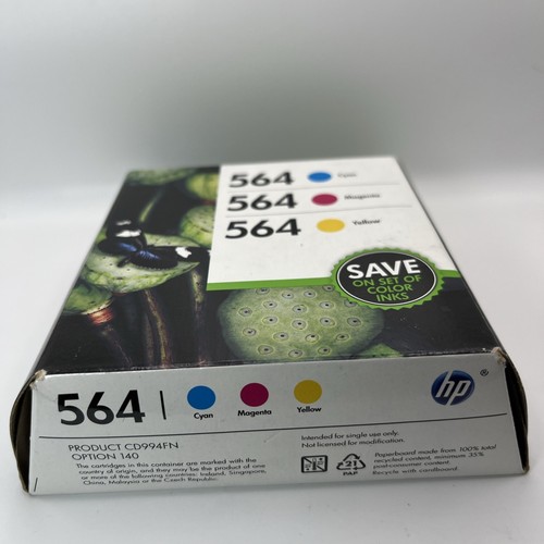 HP 564 Ink Cartridges Cyan Magenta Yellow Combo Pack Expired New In Box - Picture 5 of 5