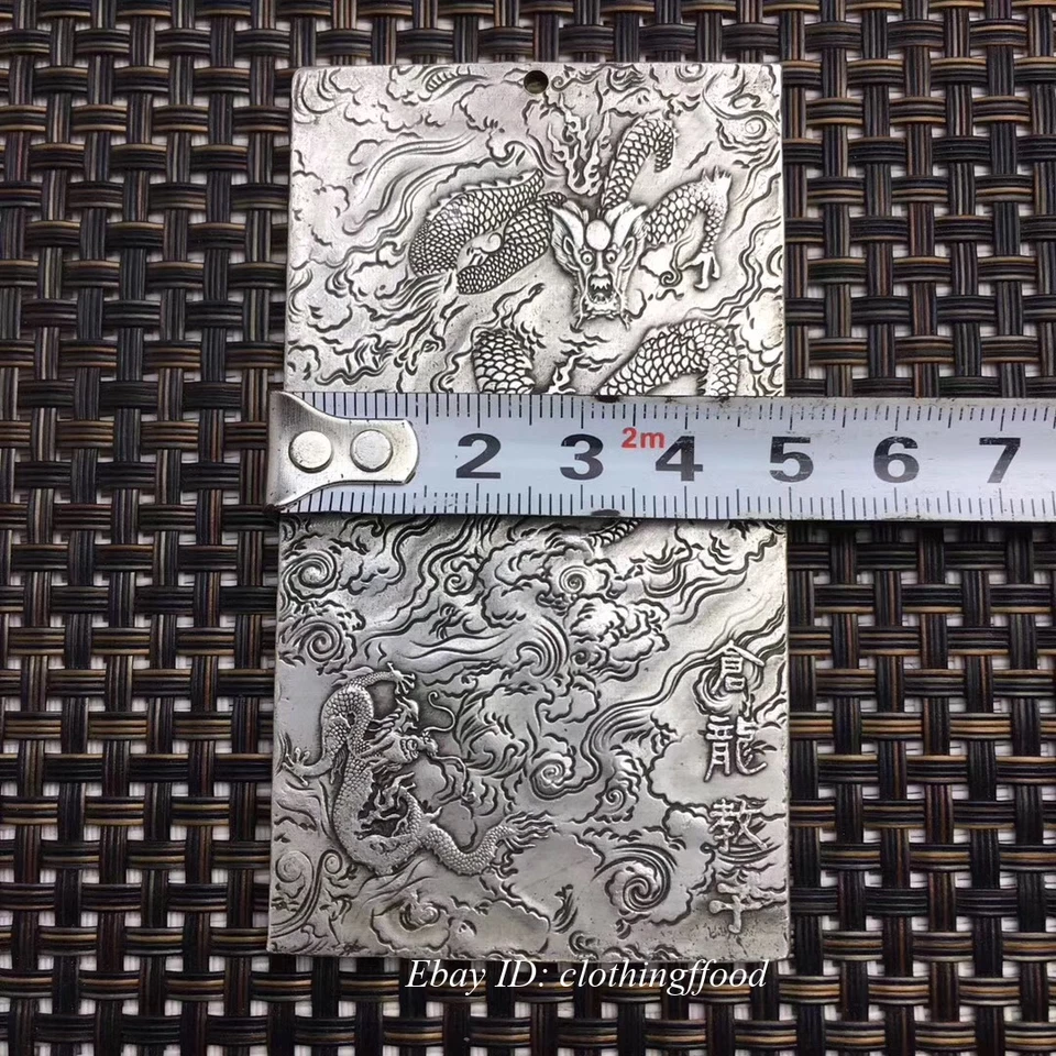 Бронзовые Артефакты Серебряный Жетон на Талии Рожденный Сяолун Танка Старый Дракон Крестник Амул - Изображение 3 из 3