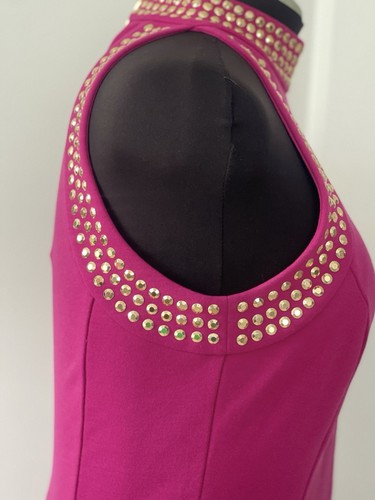 Vestido Michael Kors Fucsia y Dorado Tachonado Elástico Talla 12 - Imagen 8 de 12
