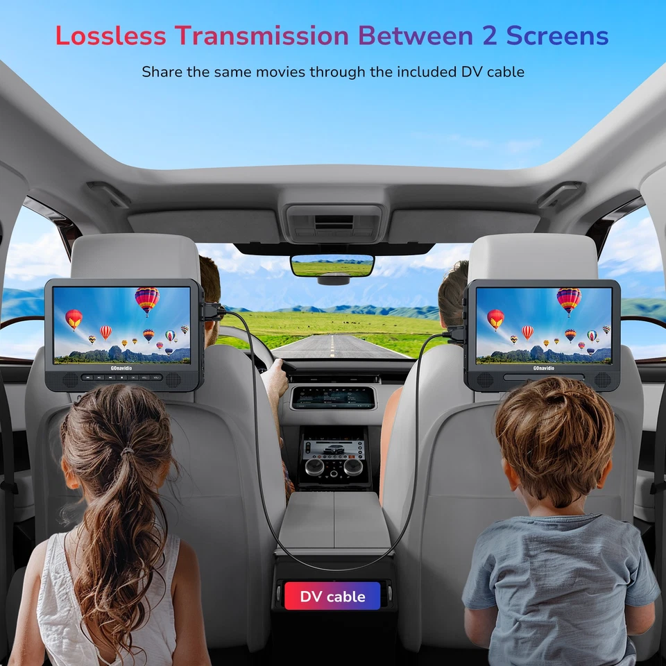 10.1'' Dual Screen Portable Blu Ray Player for Car 1080P HDMI Sync Screen USB SD - Image 4 of 4
