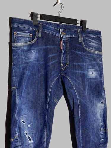 Dsquared2 Tidy Biker Jean Size 52 Distressed Denim Made in Romania Vintage Vibes - Picture 4 of 23