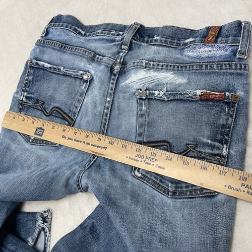 Pantalones de mezclilla Tripster 7 For All Mankind corte bota ancho acampanados descoloridos aplastados para mujer 32x32* - Imagen 14 de 14