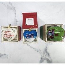 Lot of 3 Pier 1 Imports Li Bien Christmas Ornaments 2 Hearts 1 Bauble 2014-2018