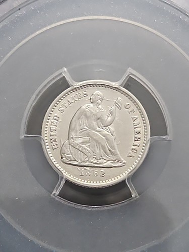 1862 Seated Liberty Half Dime H10C PCGS AU55 - Picture 2 of 7
