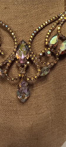 HALSKETTE ABEND AUSGEFALLEN ZÜGELSTEINE STATEMENT VERSTELLBAR BRAUT VIEL BLING - Bild 3 von 7