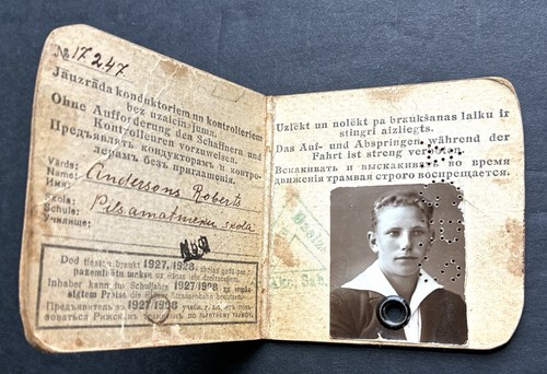 1927 - 1928 Riga Latvia Student Railway Pass No.2, Palace Craftsman School - Picture 1 of 5