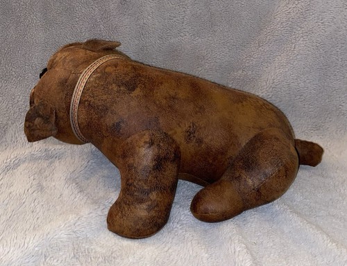 "Perro toro inglés peluche animal de peluche cuero envejecido aspecto alta calidad 16,5""" - Imagen 6 de 11