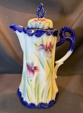 Vintage Hand Panted Floral Porcelain Pitcher with Lid Made in Japan