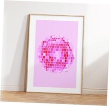 Disco Ball Wall Art 12x16  Pink  Home Decor  16L" x 12W" Single Disco Ball