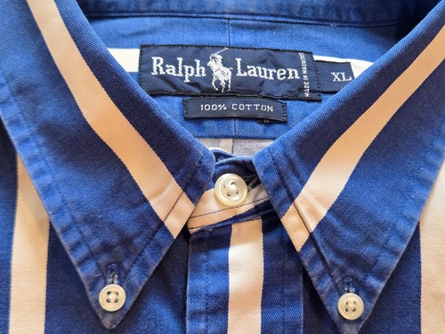Polo Ralph Lauren Vintage Oxford blau weiß gestreift 1994 schwerer Stoff Herren (XL)  - Bild 4 von 11