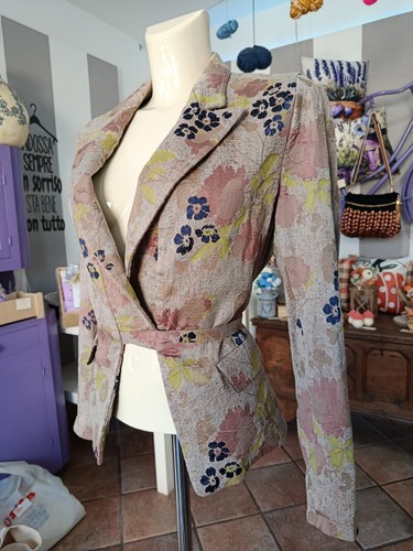 Dries Van Noten floral Brocade silk Women's blazer with lace-up fastening 40-S - Picture 3 of 13