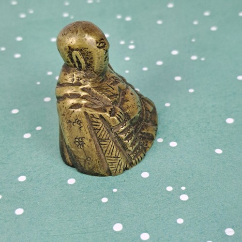 Estatuilla de Buda de Bolsillo de Latón Estatua Decoración del Hogar Coleccionable Aprox 1.5" - Imagen 3 de 7
