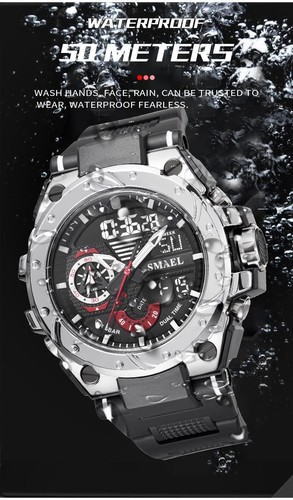 KXAITO by Samor Men's Watch Japanese Quartz Alarm Stopwatch, 8060_Silver, Su... - Picture 6 of 6