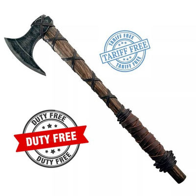 #ad Custom Ragnar LothBrok Viking Axe Battle Ready Hand Forged Carbon Steel Leather $59.99