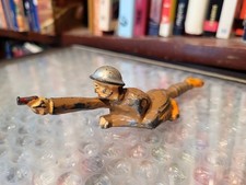 NICE 1930s MANOIL 43 M69 LEAD DIME STORE SOLDIER OFFICER LYING DOWN W/ REVOLVER