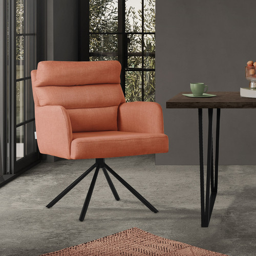 Silla de comedor giratoria naranja asiento de cocina con respaldo y reposabrazos - Imagen 1 de 7