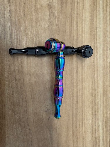 2Pack 4.3" Metal Detachment Tobacco Smoking Pipes with Caps Rainbow Hand Pipes - Picture 2 of 6