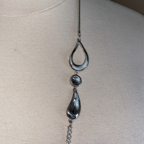 Chico's Silver Tone Shiny long chain link Statement Necklace 38” - Bild 4 von 7