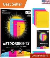 Astrobrights 100 Count Assorted Ruled Filler Paper – Perfect for K-2 Creators