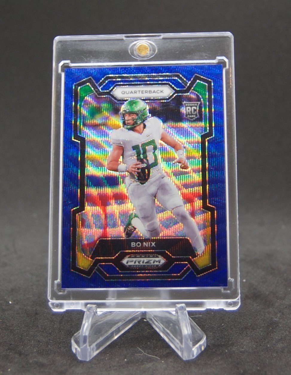 2024 Panini Prizm Draft Picks Bo Nix #105 Blue Wave Prizm /249 (RC)