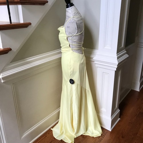 NWT Nookie Entice Drape Gown Maxi Dress Womens Medium Yellow Lemon Tie Back NEW - Picture 8 of 12