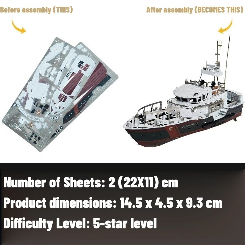 Yate Metal Montaje Modelo 3D Puzzle Pieza Juguete Exhibición Artículo Regalo Foto 3 de 4