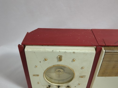 Vintage 1950's GE General Electric Convertible Clock Radio Red White PARTS Repai - Picture 2 of 17