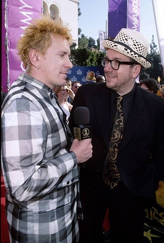 John Lydon and Elvis Costello 1990s Historic Old Photo