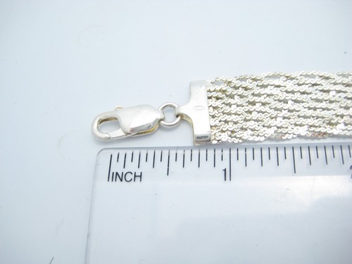 Brazalete de eslabones de cadena tejido multihilo de plata de ley de 17 mm de ancho 7,25" - Imagen 5 de 6