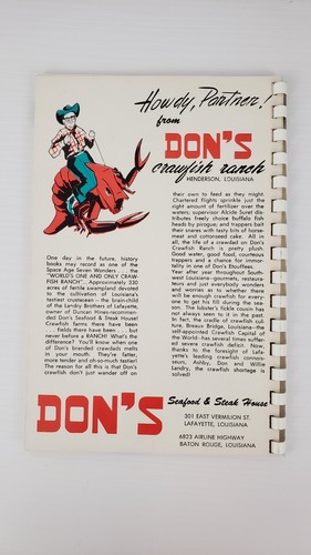 Don's Secrets Louisiana Cajun Seafood Cookbook 1958 Don Ashby & Willie Landry - Picture 2 of 4