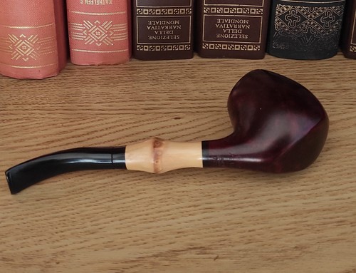 Pipa Vintage Bari Pearl Bamboo Briar Wood Tobacco Pipe Red N 7080 Pfeife 烟斗 - Picture 4 of 12
