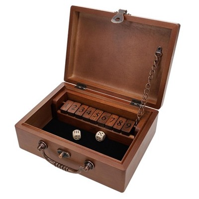 WE Games Board Game with Dice, 9 Numbers, in Walnut Stain Wooden Box, 8.75 in