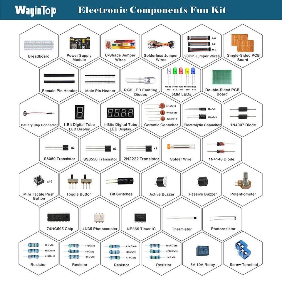 Electronics Component Fun Kit w/E-Book, Upgraded Electronic Starter Kit with ... - Image 2 of 4