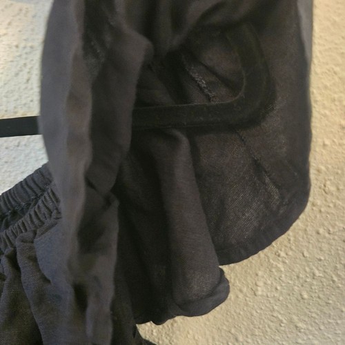Tommy Bahama Large Linen Blend Off the Shoulder Wild Leg Black Romper Pockets - Picture 4 of 9