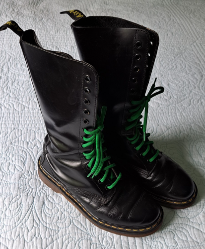Vintage Doc Martens Damen-Kampfstiefel schwarz 14 Augen hergestellt in England UK 5 US 7 Punk - Bild 2 von 11