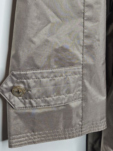 Vintage Fleet Street Trench Coat Women's Sz 10 Shiny Khaki Tan Double Breasted - Picture 6 of 13