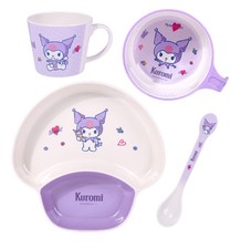 Kuromi Purple Dinnerware Flatware Meal Set   Plate Bowl Cup Spoon, 4 pieces