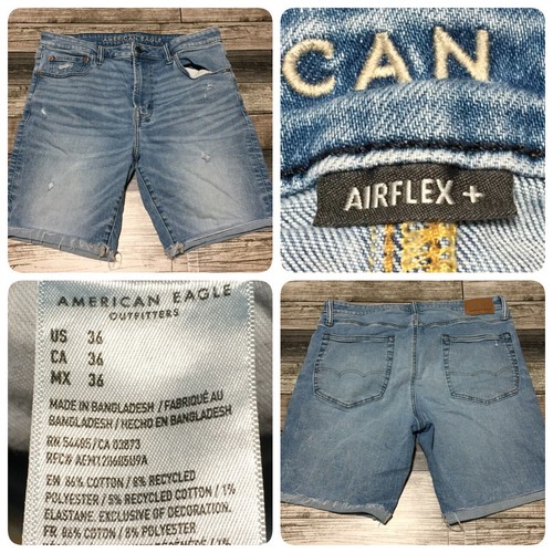 American Eagle Airflex+ Jeansshorts Herren 36 blau Denim (Innennaht 8)