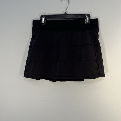Lululemon Skirt Womens 8 Tall Black Pace Rival Mid Rise Short Lined Tennis Golf - Picture 1 of 10