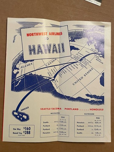 1949 Northwest Orient Airlines Souvenir Flight Kit Martin 202 Aircraft Hawaii - Picture 17 of 23