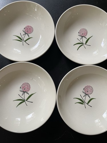 4 Schalen China Keramik rosa Kugel Distel Blume Pusteblume Schalen selten Vintage - Bild 1 von 10