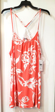 Linea Donatella Women's Printed Sleeveless Chemise - Coral Size X-Large