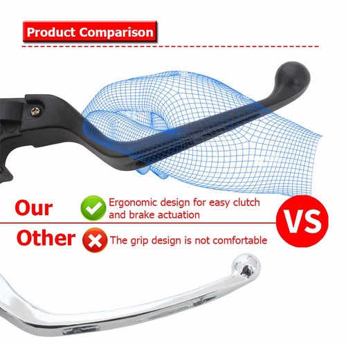 2× Black Hand Levers Brake Clutch Wide Levers For Harley Road Glide Night Train - Picture 4 of 23