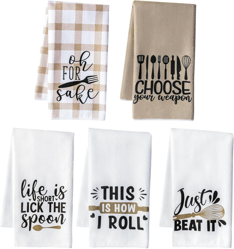 5Pcs Funny Kitchen Dish Towel Set Absorbent Quick Dry Cloth Dish Tea Towels Reus - Bild 10 von 12
