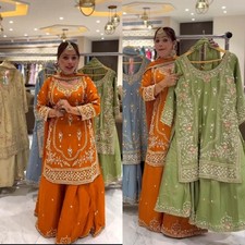 PUNJABI SHARARA PLAZZO KURTI PLAZZO SALWAR KAMEEZ SUIT WOMEN READY MADE DESIGNER