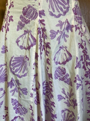 Monsoon White Lilac Shell Print Cotton Beach Party Dress 12-14 M Cotton Summer - Picture 2 of 7