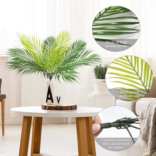 2 PCS Artificial Tropical Palm Leaves Plastic Shrubs Fern Leaves Fake Palm Plant - Picture 6 of 7
