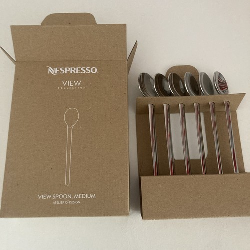 TOTALMENTE NUEVO en CAJA NESPRESSO Ver Colección Juego De Seis (6) Cucharas Medianas - Imagen 2 de 11